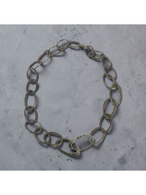 Sterling Silver Silpada Hammered Textured Oval Link Necklace 16 Inches Long
